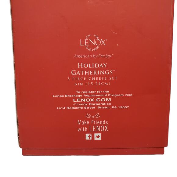 Lenox Holiday Gatherings 3 Piece Cheese Set Christmas Discontinued Lenox Set - Picture 6 of 14